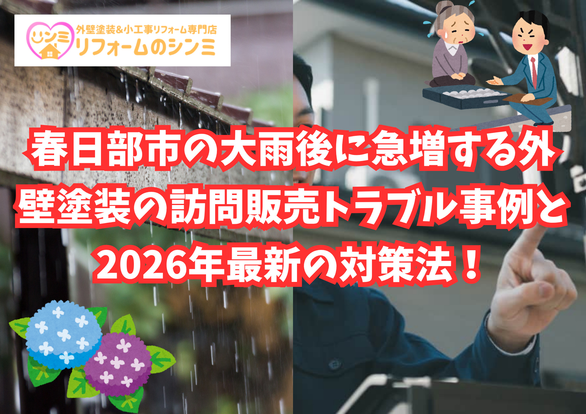 春日部市の大雨後に急増する外壁塗装の訪問販売トラブル事例と2026年最新の対策法！